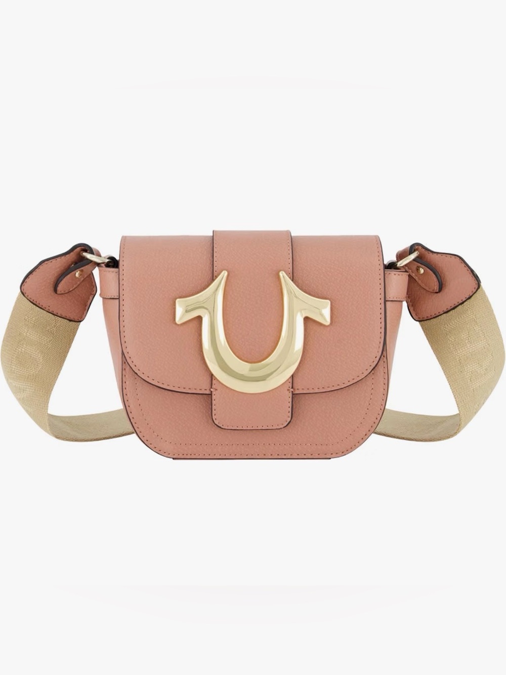 True Religion Blush Pink Leather Crossbody with Gold Horseshoe